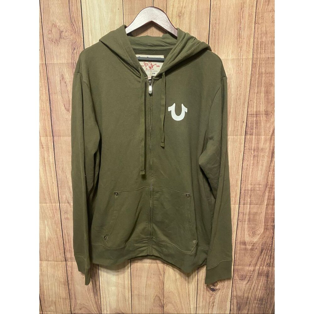 True Religion 3XL green zip up hoodie sweatshirt